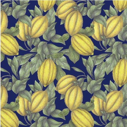 Yellow Lemon with Green Leaves | Canvas