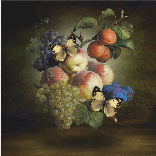 Vibrant Fruits With Butterflies | Poster